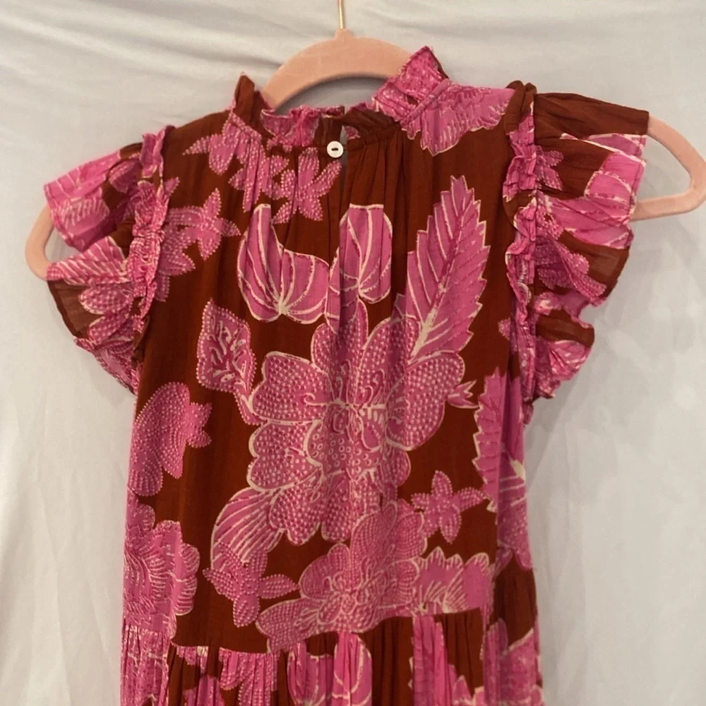 Anthropologie Love the Label tiered pink ruffle pink Dress sz XXS - Picture 9 of 9